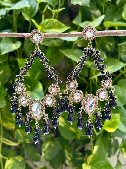 Kundan Black Aria Danglers