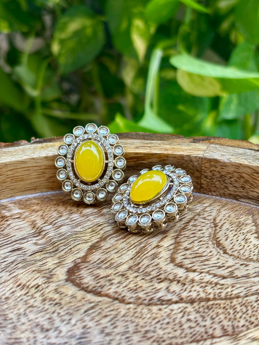 Antique Yellow Iris Studs