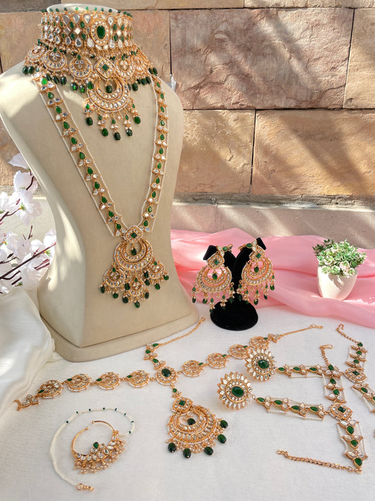 Emerald Green Parvati Complete Bridal Jewellery Set