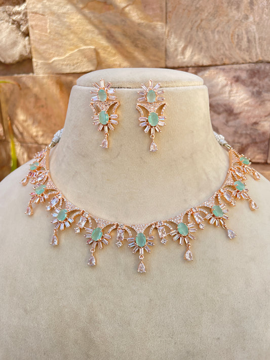 Rosegold Deepshikha Zirconia Jewellery Set