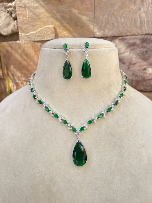 Emerald Drop Deepika Zirconia Jewellery Set