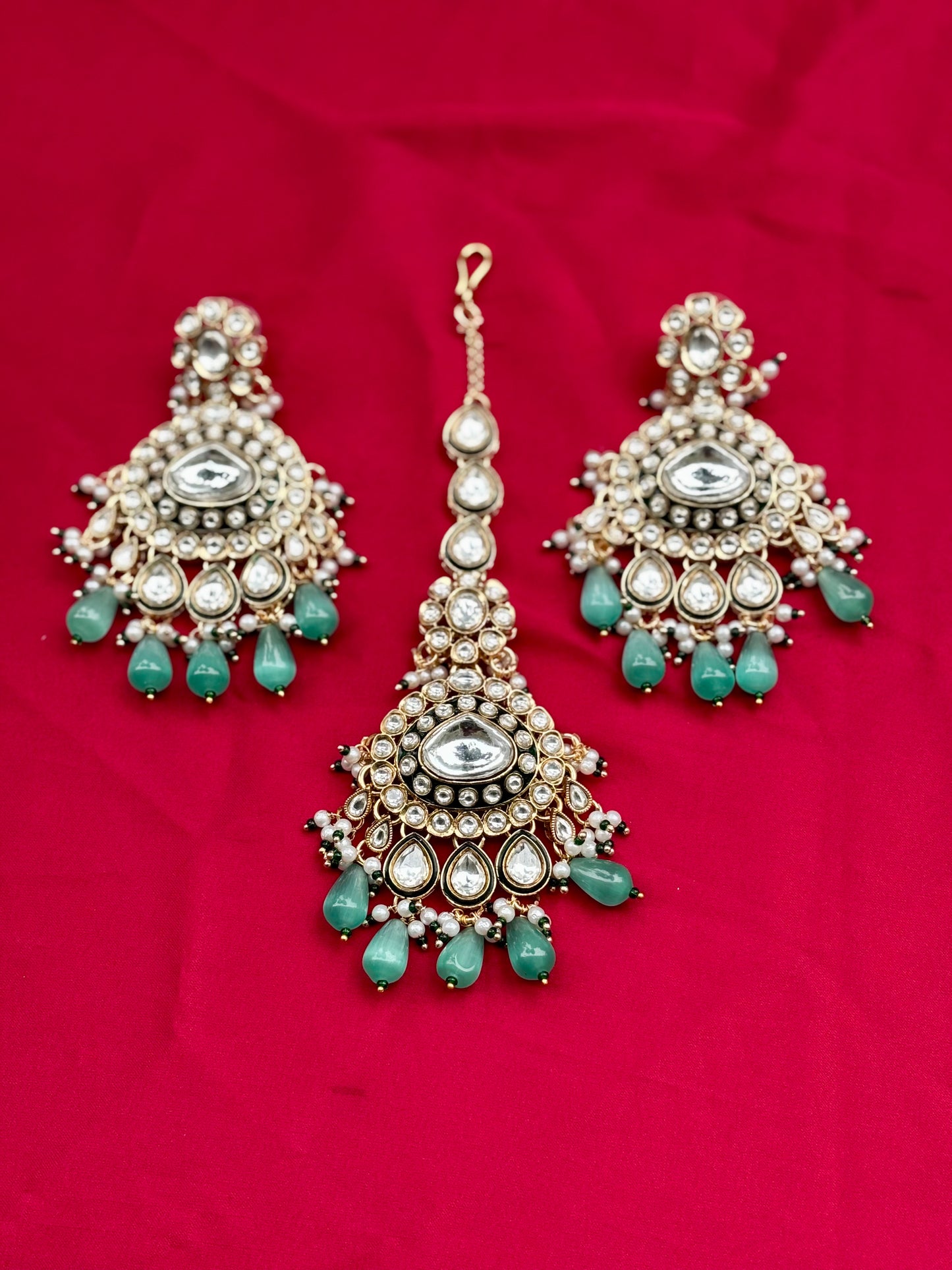 Turquoise Ravya Kundan Bridal Jewellery Set