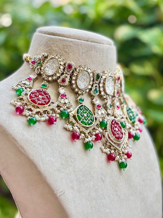 Multicolour Naina Kundan Bridal Jewellery Set