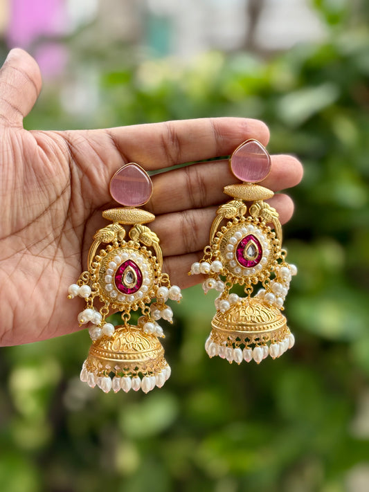 Pink Meher Kashmiri Earrings