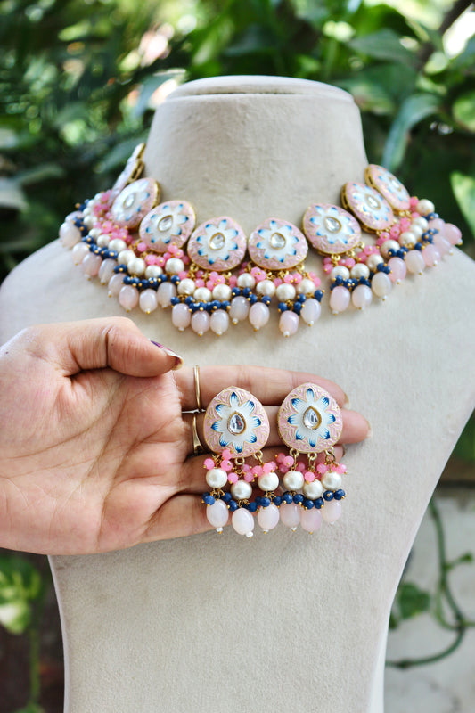 Pink Aarna Kundan Jewellery Set
