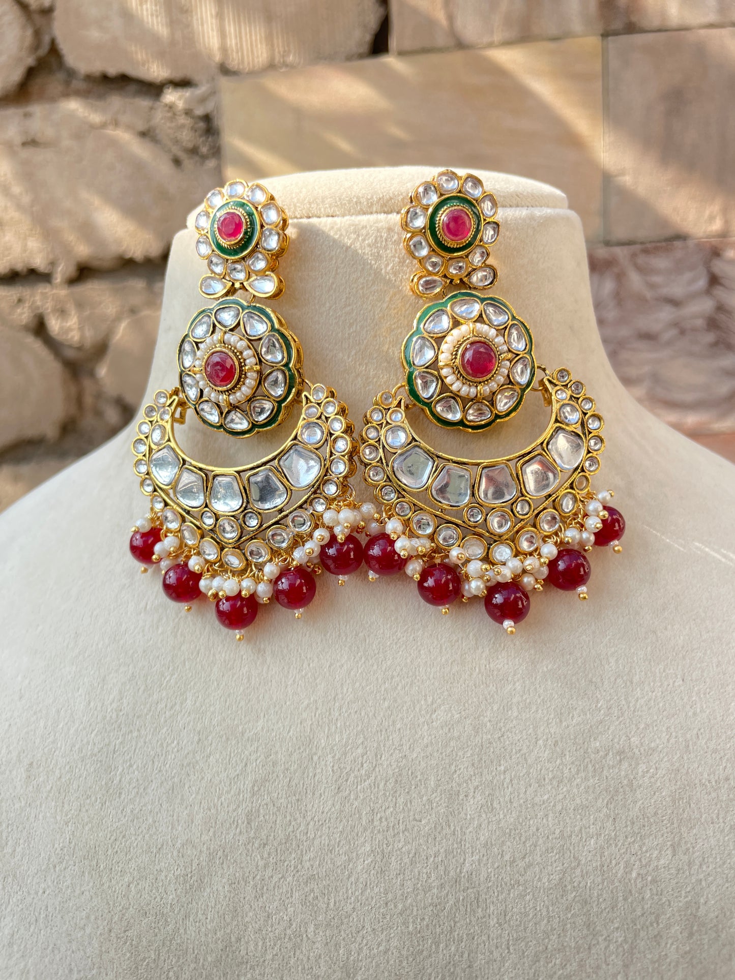 Maroon Jiya Kundan Jewellery Set