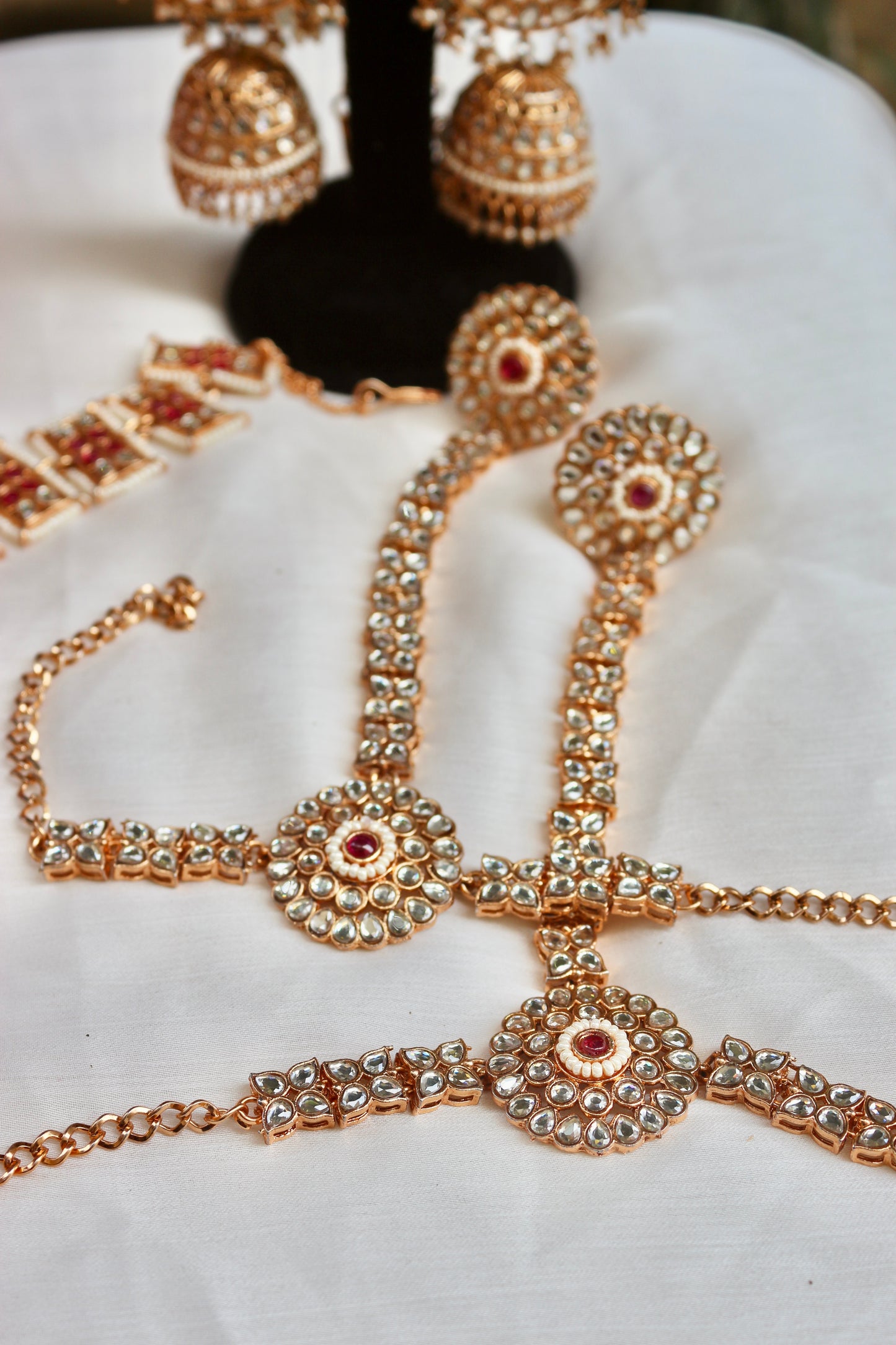 Pink Bavya Kundan Bridal Jewellery Set