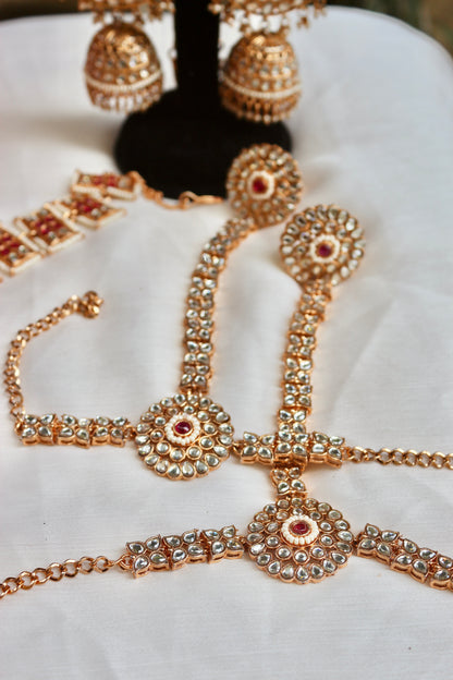 Pink Bavya Kundan Bridal Jewellery Set