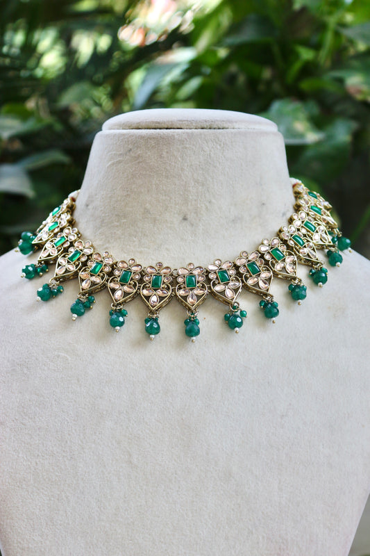 Green Meera Kundan Jewellery Set