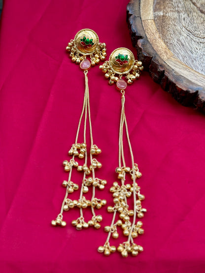 Multi Pink Sahar 9inch Kashmiri Earrings