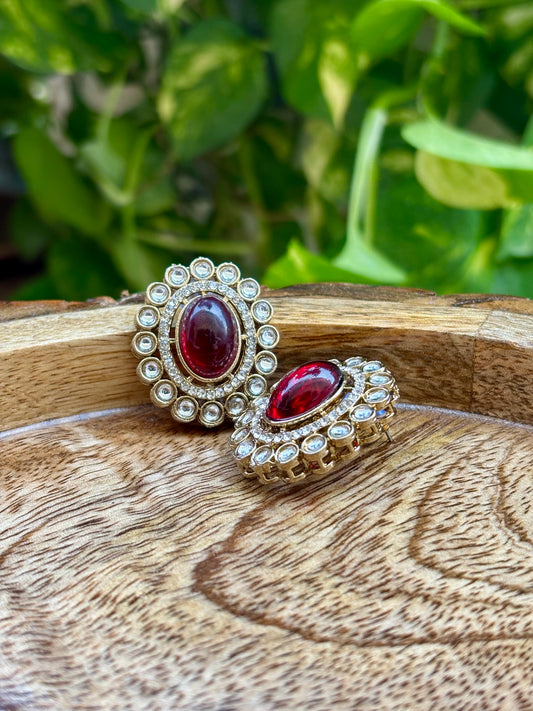 Antique Maroon Iris Studs