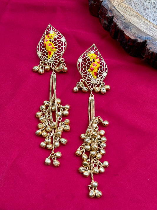 Yellow Inaat Kashmiri Earrings