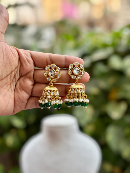 Green Charvi Kundan Jewellery Set