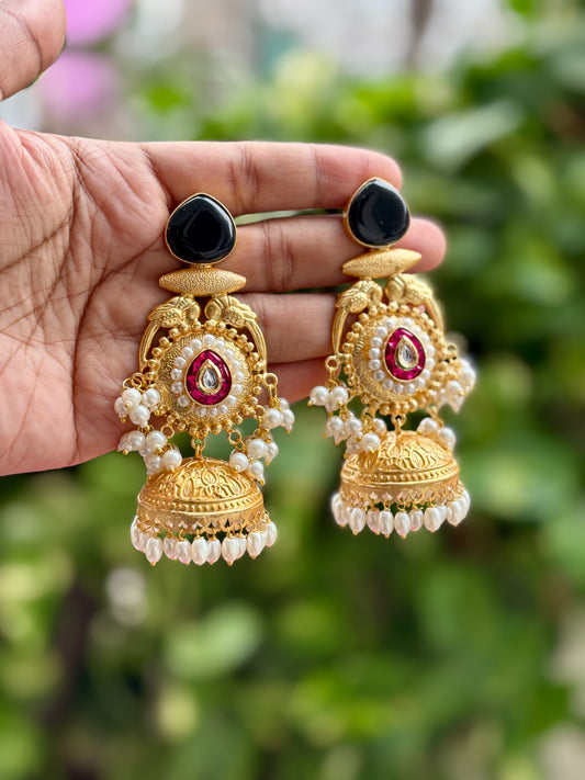 Black Meher Kashmiri Earrings