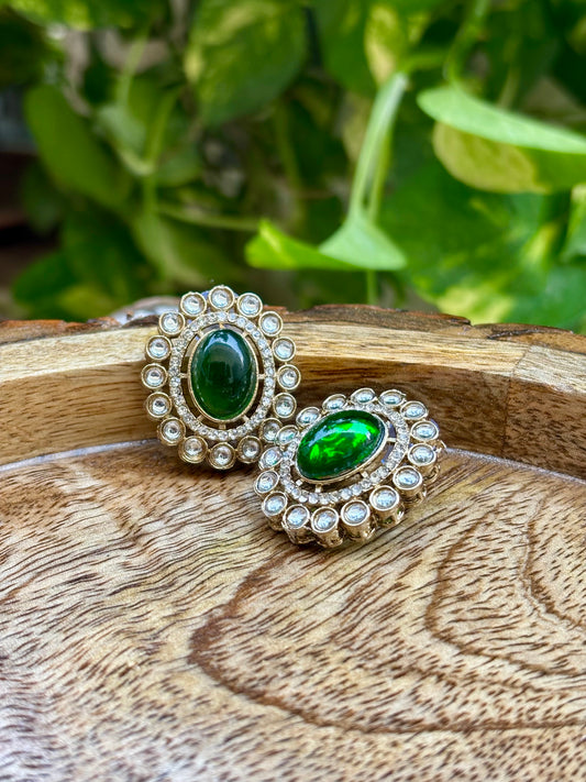 Antique Green Iris Studs