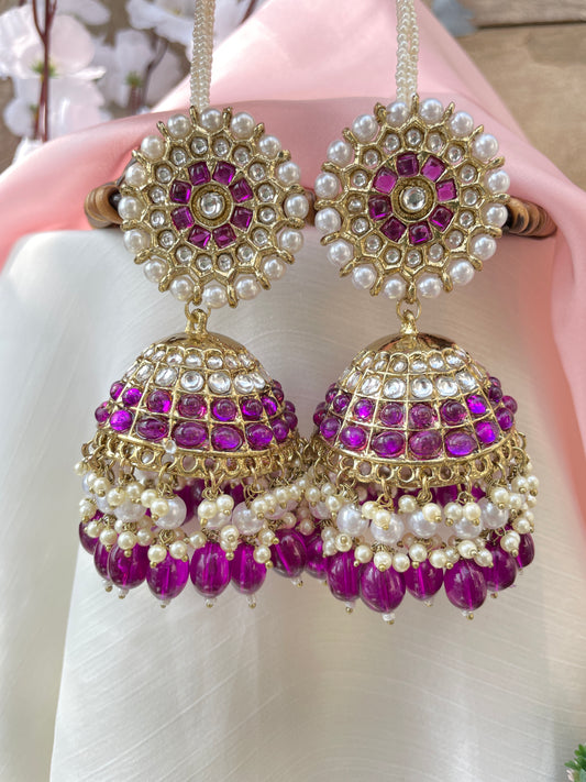 Purple Rehangi Kundan Jhumki