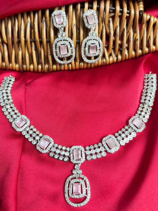 Pink Aabha Zirconia Necklace