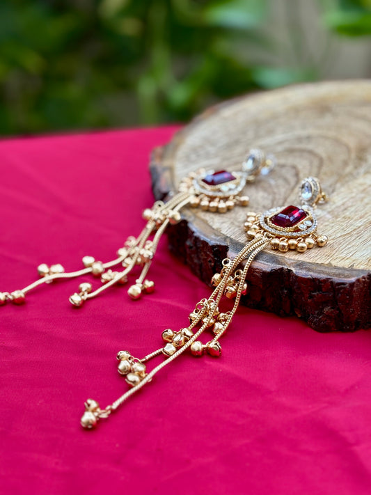 Maroon Noraa Kashmiri Earrings