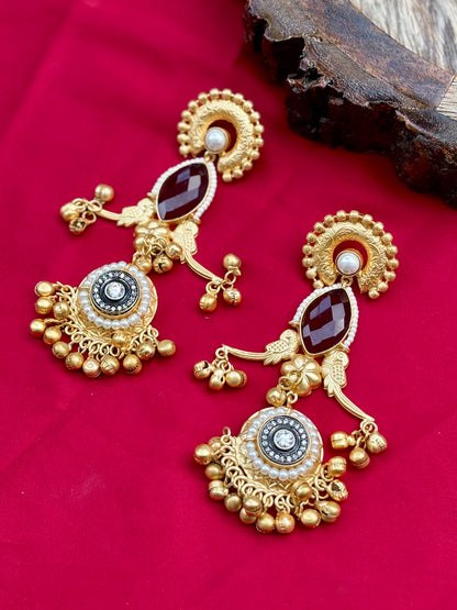 Maroon Zoya Kashmiri Earrings