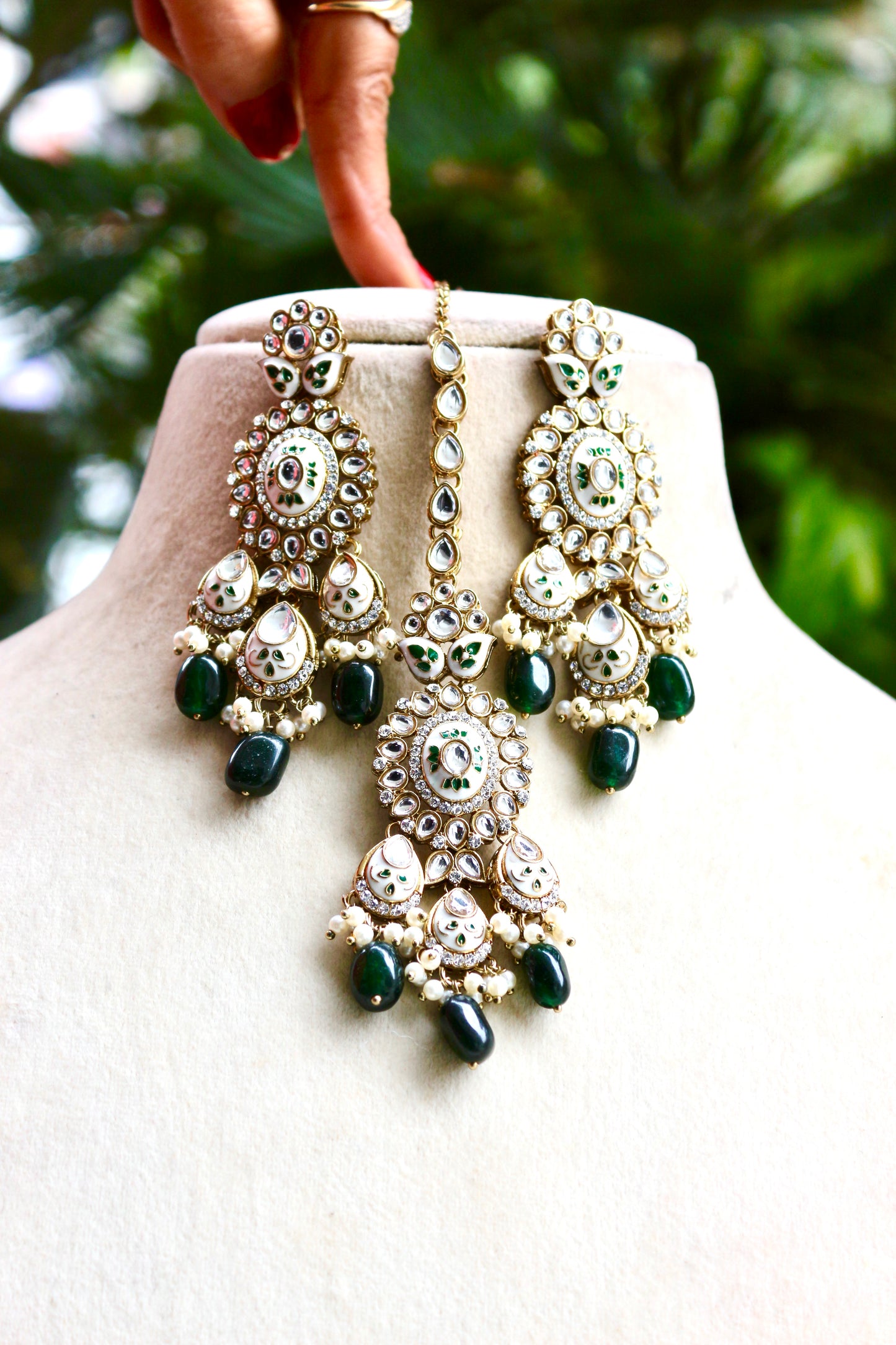 Green Vidya Kundan Jewellery Set