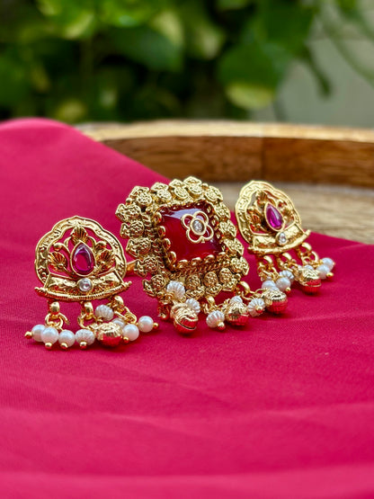 Ruby Taranya Heritage Ring Jewellery Set