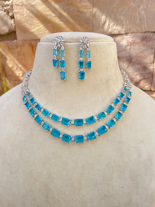 Sky blue Ruchi Zirconia Jewellery Set