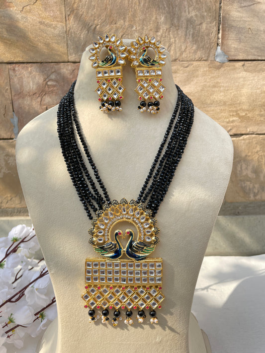 Black Maya Kundan Long Jewellery Set