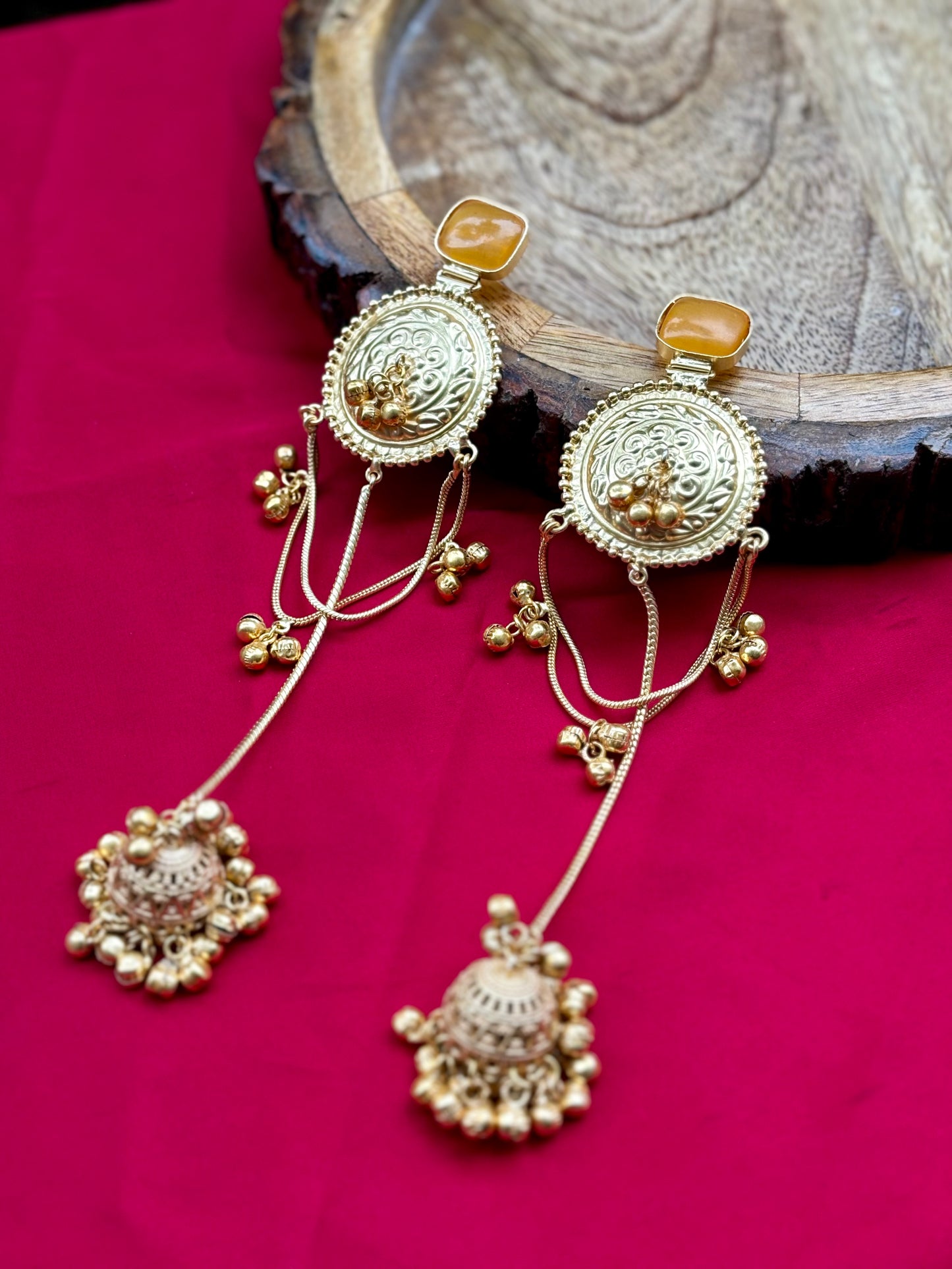 Yellow Arzzo Kashmiri Earrings