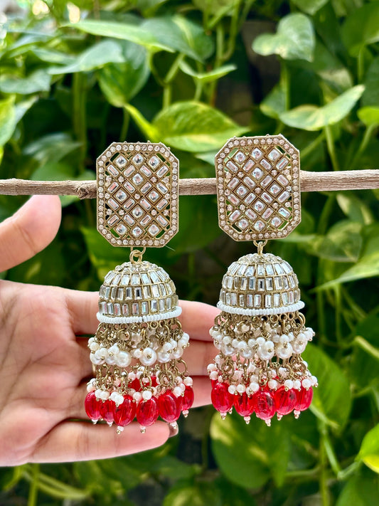 Red Sandya Jhumkis