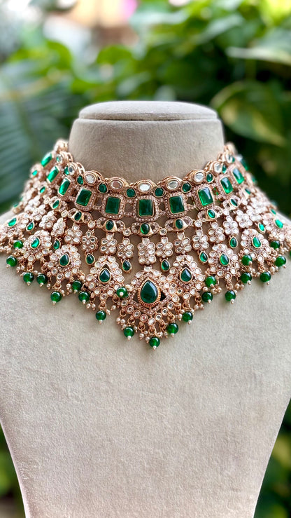 Green Shraya Kundan Bridal Jewellery Set