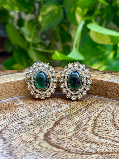 Antique Emerald Iris Studs