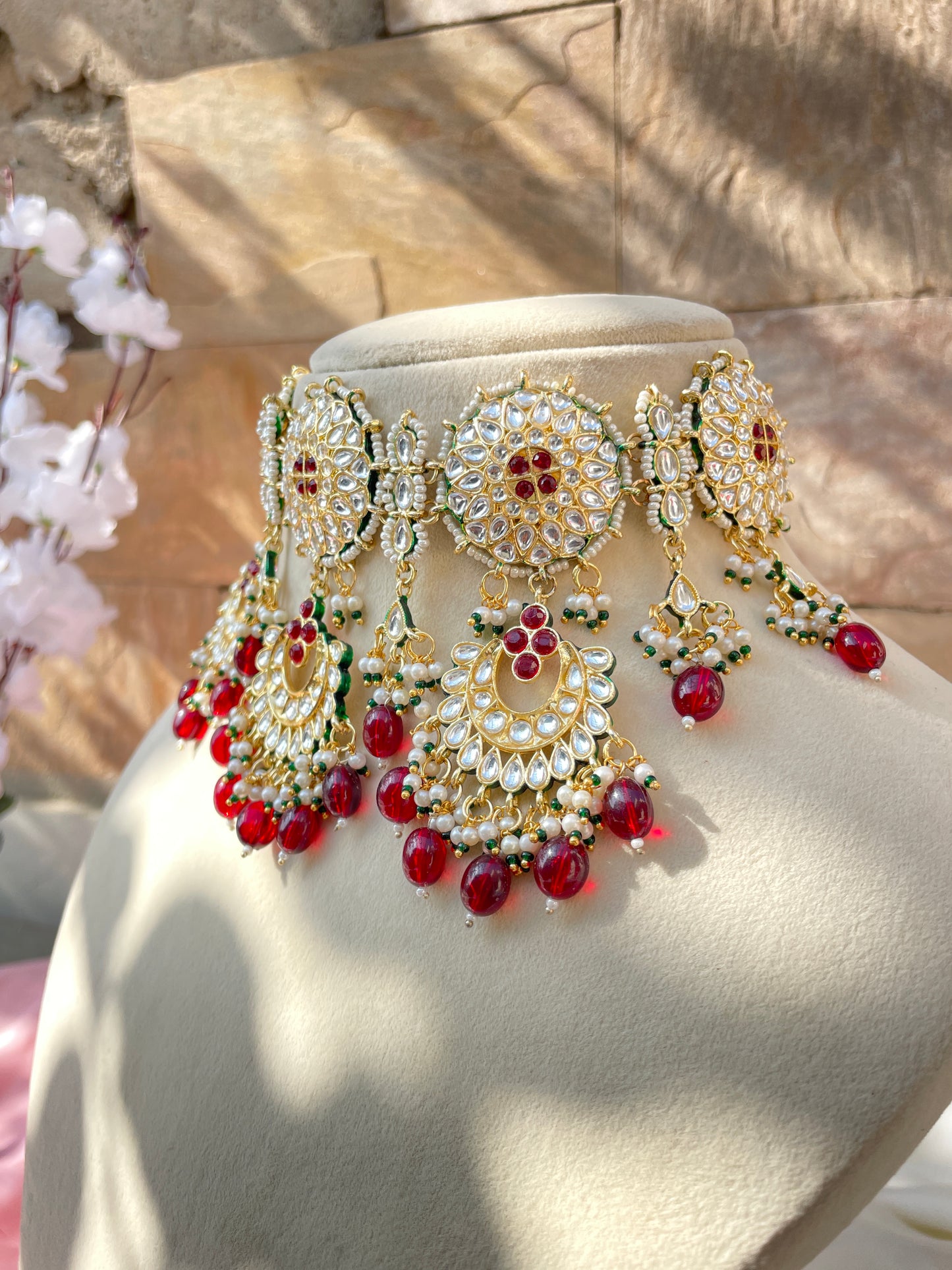 Maroon Shivi Kundan Jewellery Set