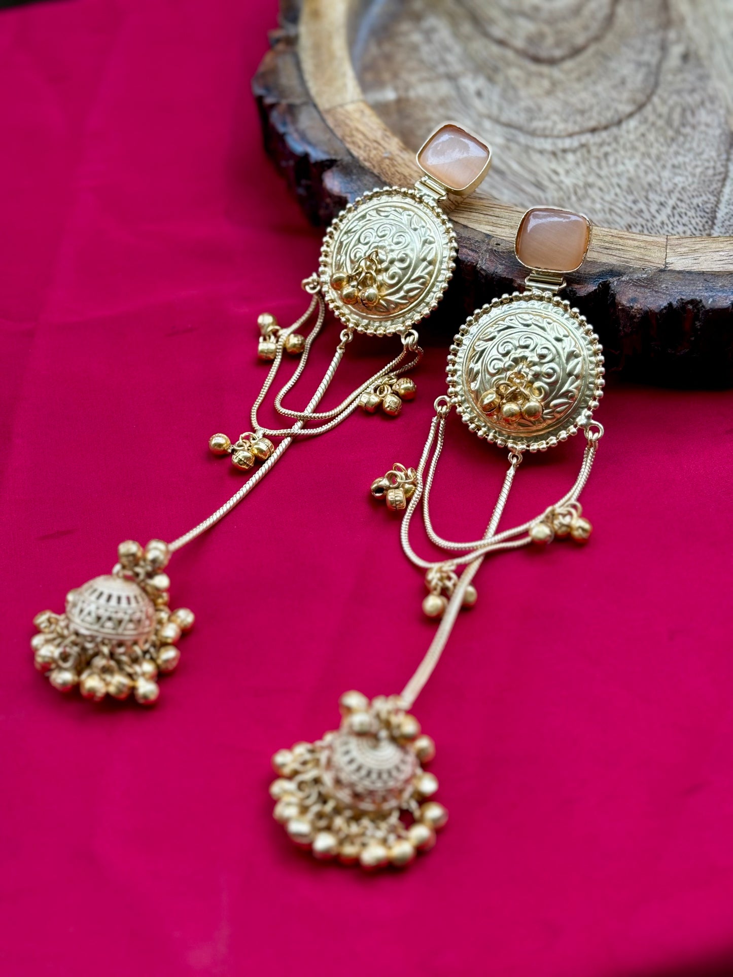 Peach Arzzo Kashmiri Earrings