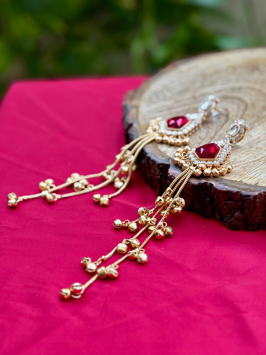 Maroon lsla Kashmiri Earrings