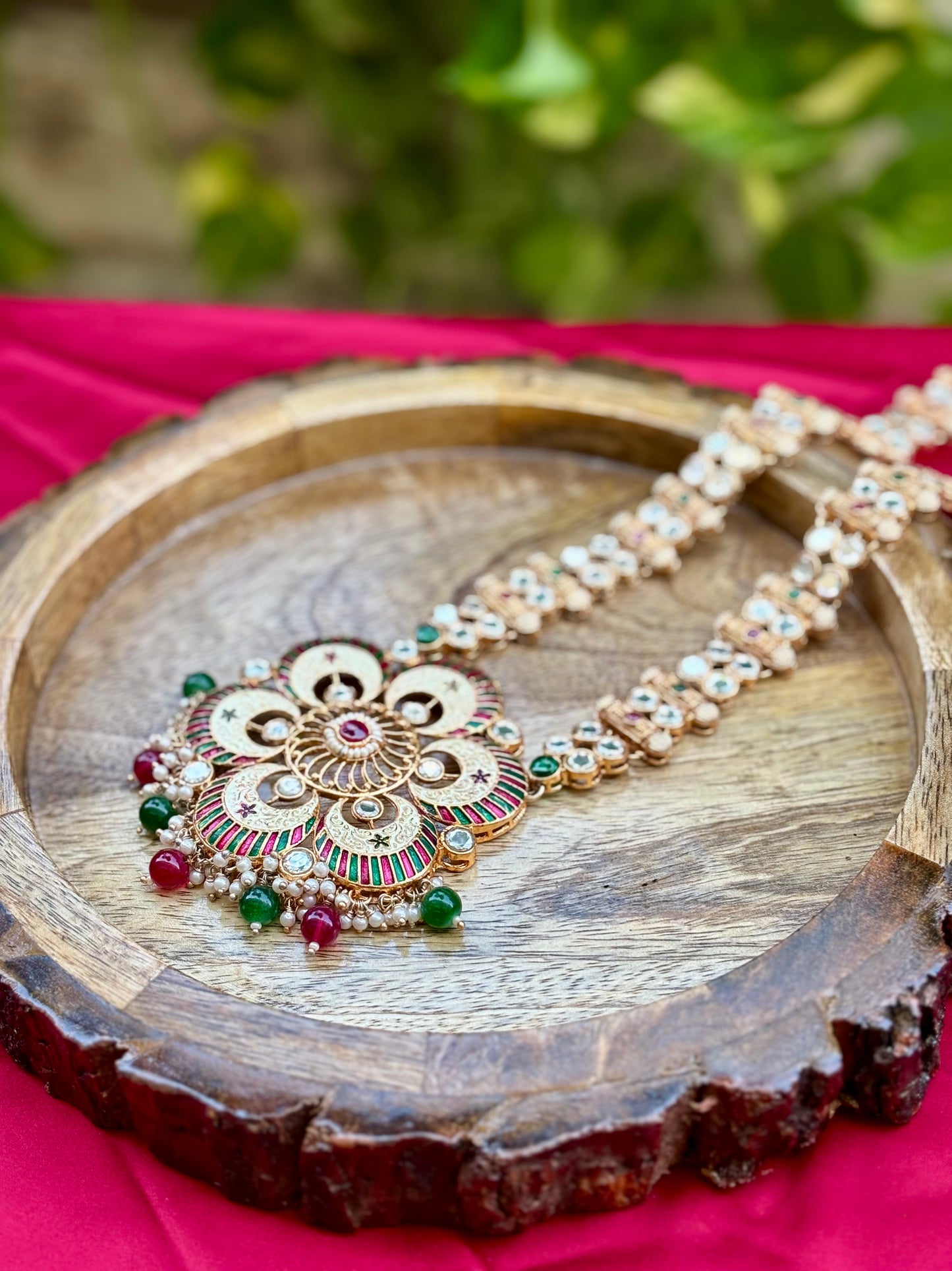 Multi Rabbi Kundan Jewellery Set