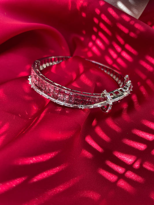 Pink Shula Zirconia Princess Setting Bracelet
