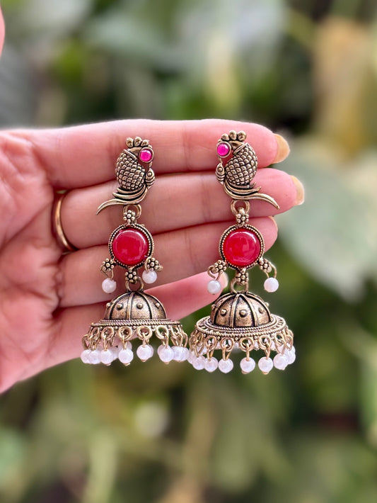 Antique Red Sakshi Jhumki