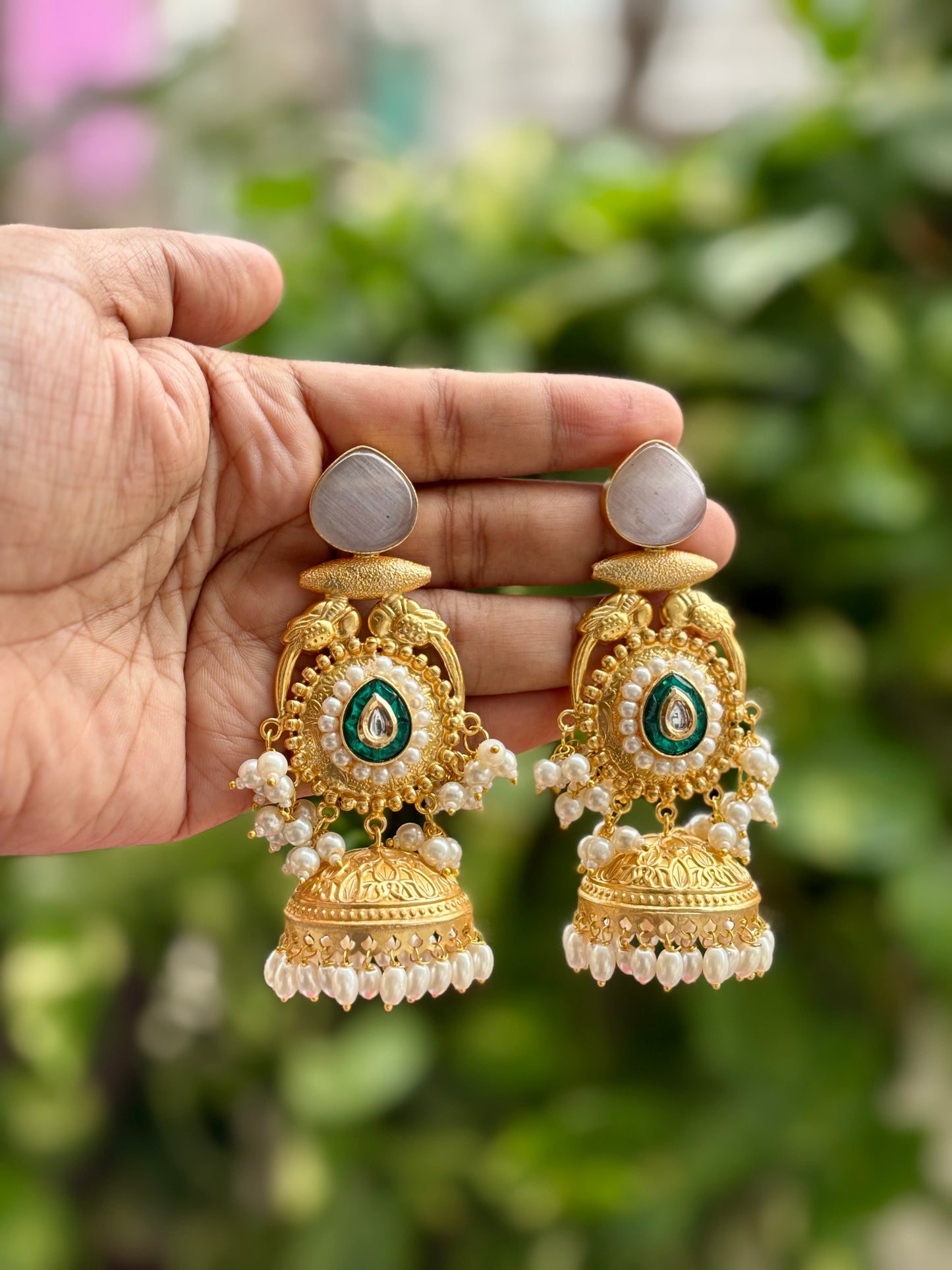 Grey Meher Kashmiri Earrings