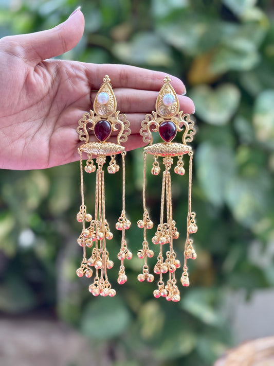 Maroon Sofi Kashmiri Earrings
