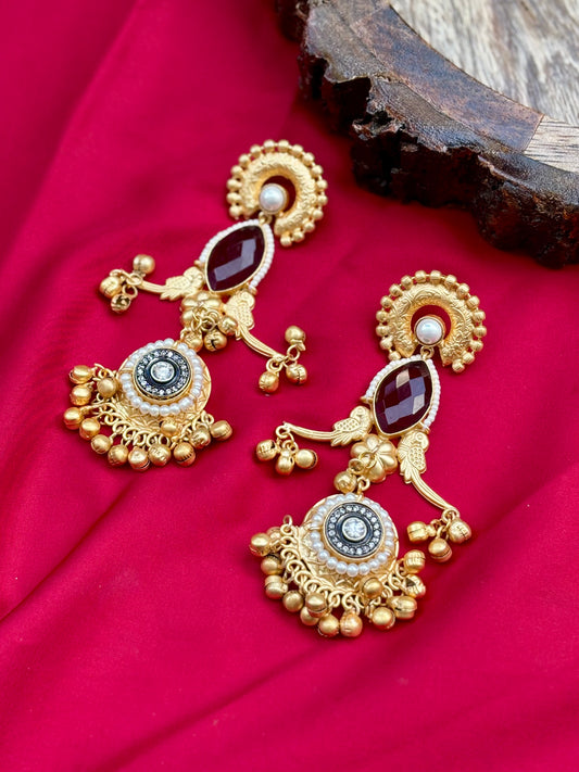 Maroon Zoya Kashmiri Earrings