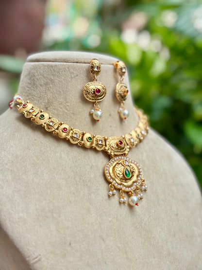 Multicolour Madha Kundan Jewellery Set