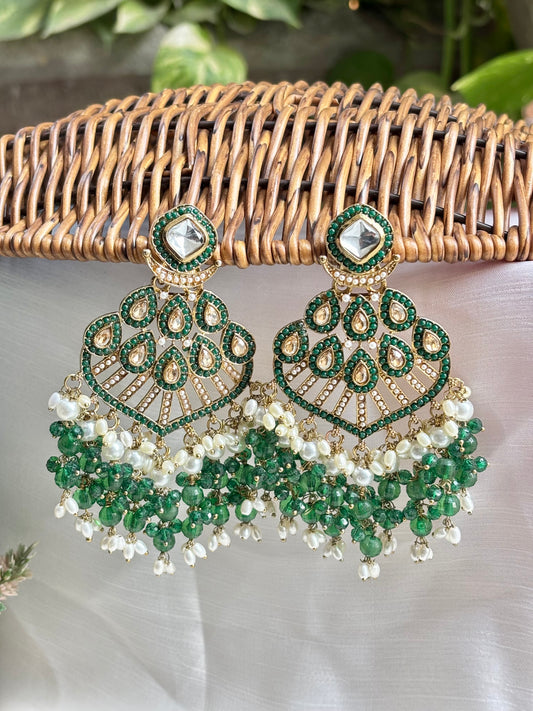 Green Palaq Kundan Danglers