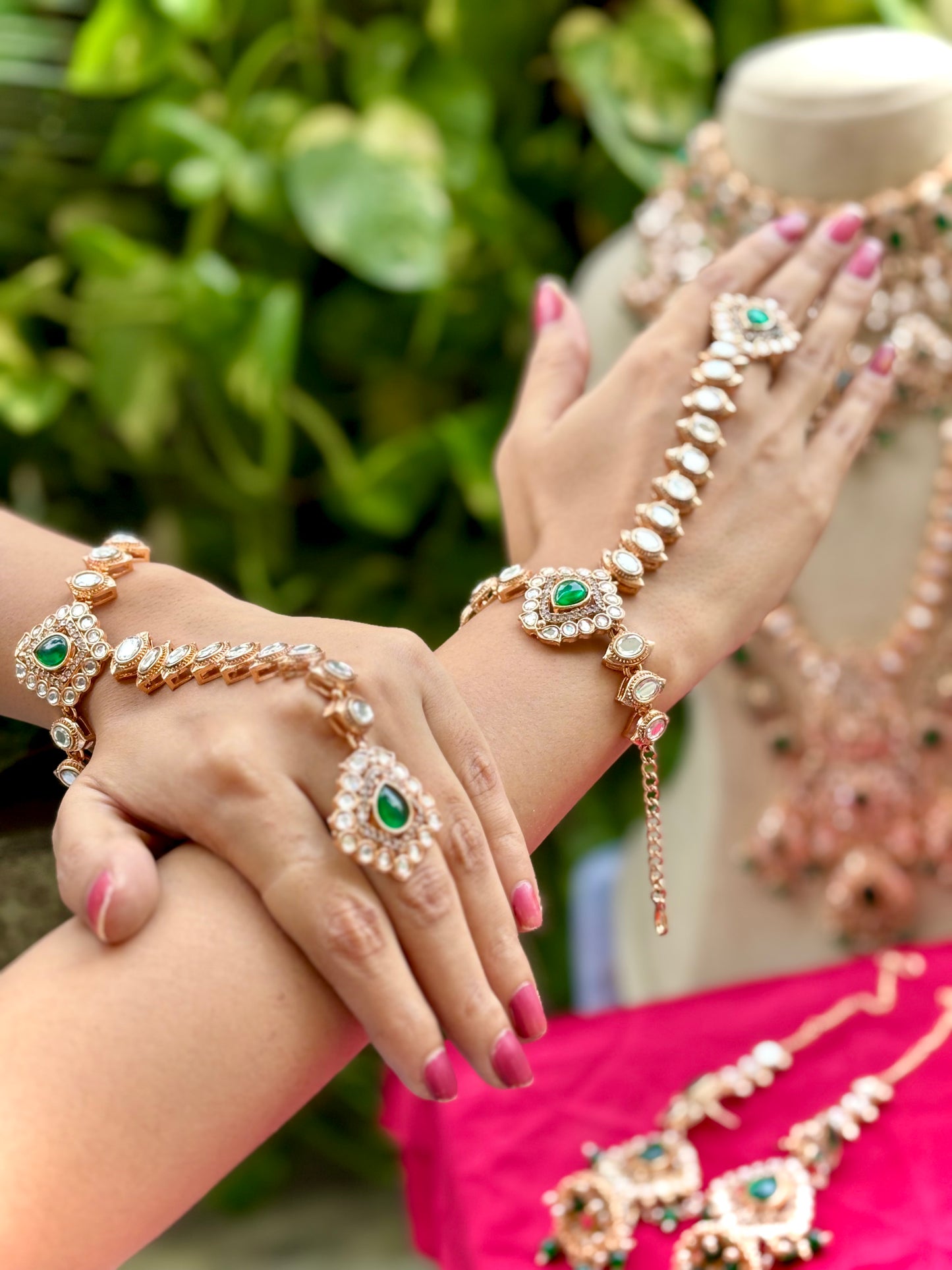 Green Shraya Kundan Bridal Jewellery Set