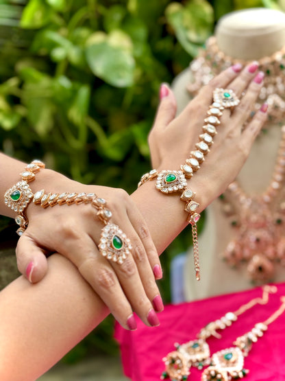 Green Shraya Kundan Bridal Jewellery Set