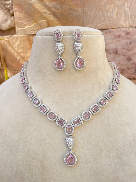 Pink Sabha Zirconia Necklace