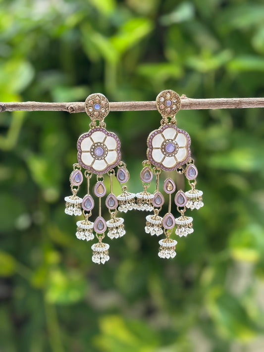 Lavender Amara Kundan Danglers