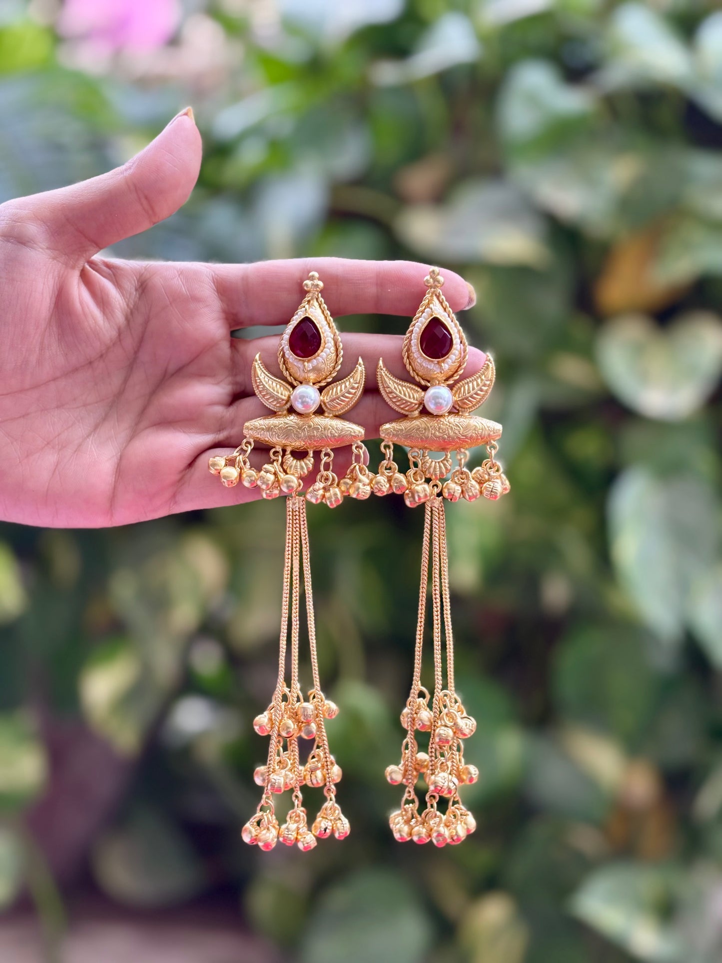 Maroon Yara Kashmiri Earrings
