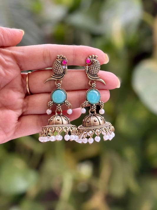 Antique Turquoise Sakshi Jhumki