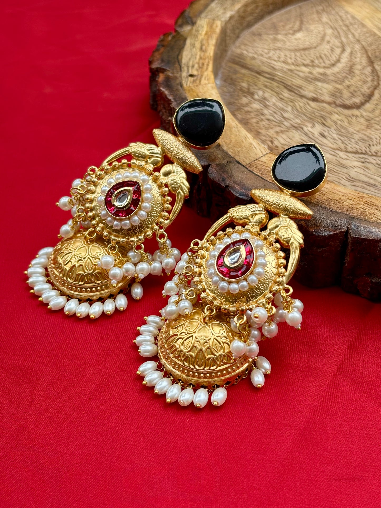 Black Meher Kashmiri Earrings
