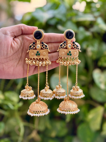 Black Aabroo Kashmiri Earrings